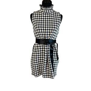 Mother of Pearl checkered tweed gingham mock neck top with side‎ slits sz 4